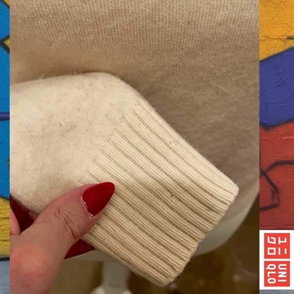 Uniqlo Wool Women's Soft Cream Crew Neck Sweater - Picture 6 of 9